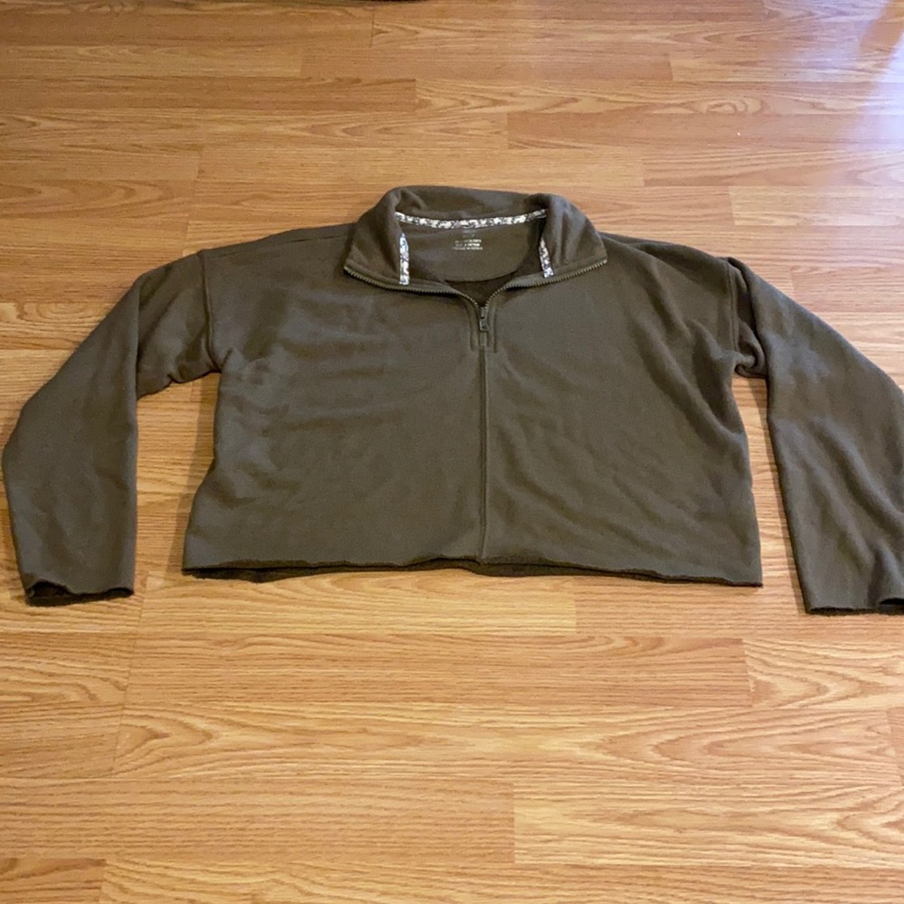 Aerie Soft Quarter Zip Cropped Sweatshirt